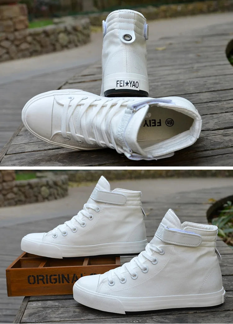 Men Shoes High Top White Canvas Shoe 2024 Spring Women Sneakers Fashion Breathable Canvas Sneakers Non-slip Unisex Casual Shoes