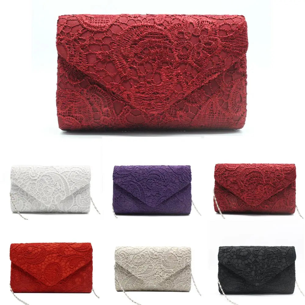 Ladies Lace Wedding Wallet Evening Party Purse Handbags Clutch Bag Messenger Bag