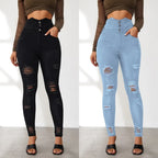 Pencil Pants Jeans Women Pencil Pants Bodycon High Waist Casual Long Pant Sheath Denim Trousers Tie Y2k Trouser Spring 2024