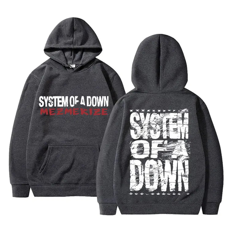 Men's Gothic Hoodies 90s Vintage Rock Band System Of A Down Mezmerize Print Hoodie Men Women Alternative Metal Music Sweatshirt