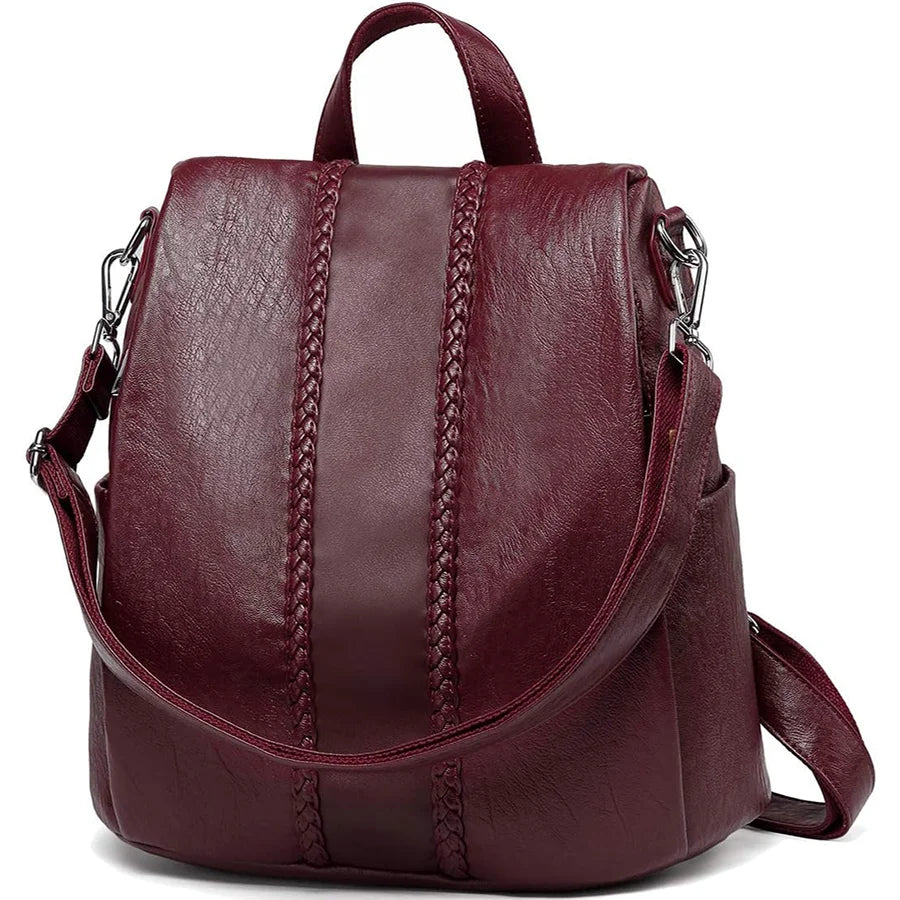 Backpack Purse for Women,VASCHY Fashion Faux Leather Anti-theft Backpack Purse Small for Ladies Bookbag Purse with Vintage Weave