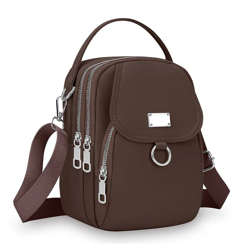 1PC Lady Casual Messenger Bag, Solid Color Multi-function Purse, Multi-layer Lightweight Oxford Handbag, Suitable for Going Out