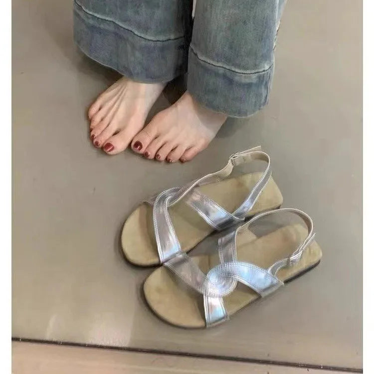 2025 New Summer Barefoot Leather Flat Sandals for Women Men Shoe with New MInimalist Soft Sole Light Weight Sandalias De Mujer