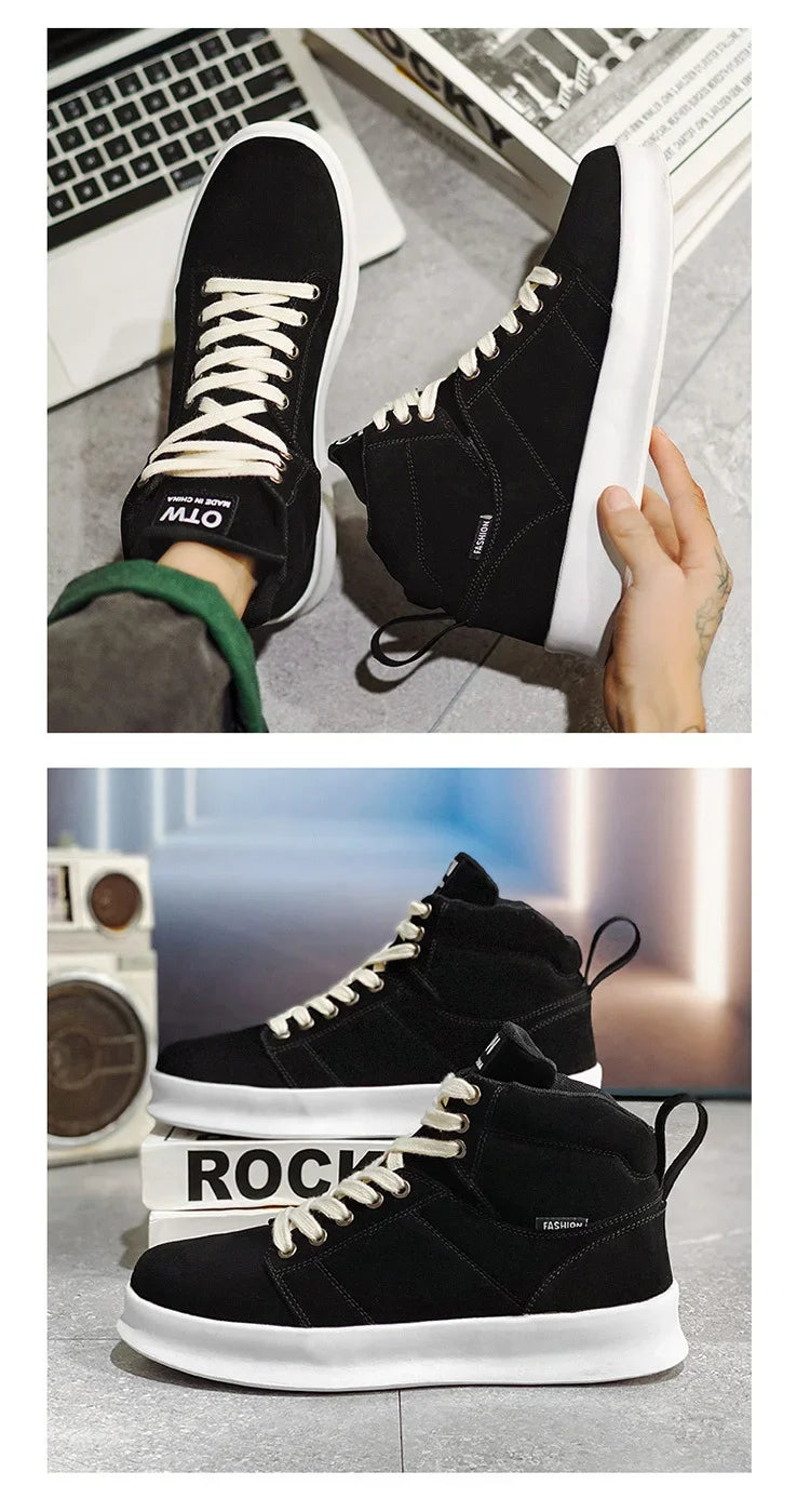 Brand High-Top Men Sneakers Microfiber Sneaker Man Platform Tennis Vulcanized Shoes Colorful Casual Original Men's Shoes 2023