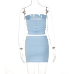 Dulzura Women 2025 Spring Tube Tops Mini Skirts Party Club Two Piece Matching Sets Vacation Outfits Wholesale Items For Business