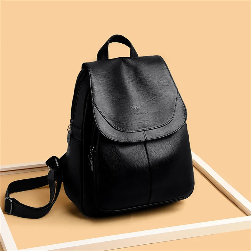 Ladies Bookbag Rucksack Women Large Capacity Backpack Purses High Quality PU Leather Female Vintage School Bags Travel Bagpack
