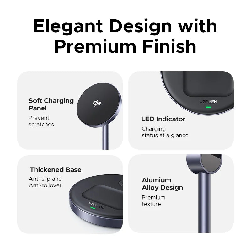 Magnetic Wireless Charger Stand 20W Max 2-in-1 Charging Stand For iPhone 16 15 Pro Max/iPhone 14/AirPods Fast Charger