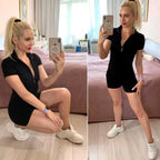 Women's Fitness Short Jumpsuits Long Sleeve Training Overalls One-Piece Sporty Suits Workout Romper Gym Clothing Woman Tracksuit