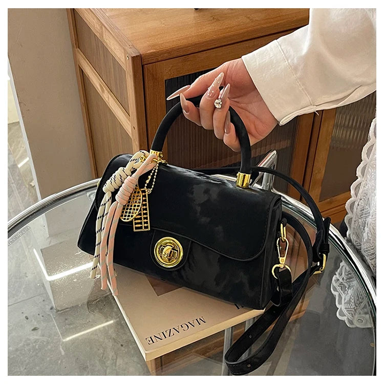 Classic Women's Leather Handbag, Crossbody Shoulder Tote Bag, Elegant Ladies Designer Purse