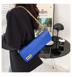 PU Leather Shoulder Bag for Women, Ladies' Purse, Rectangle, Solid, Female Handbag, High Quality, Klein Blue, Underarm, Fashion