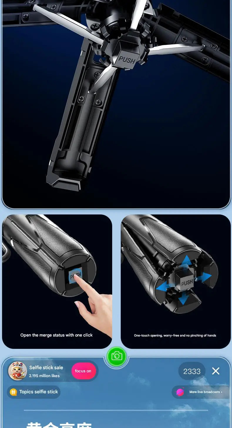 Upgraded Multi-Function Foldable Magnetic Phone Holder Selfie Stick, DSLR-Style Rotation Tripod Portable Remote ControlUpgraded