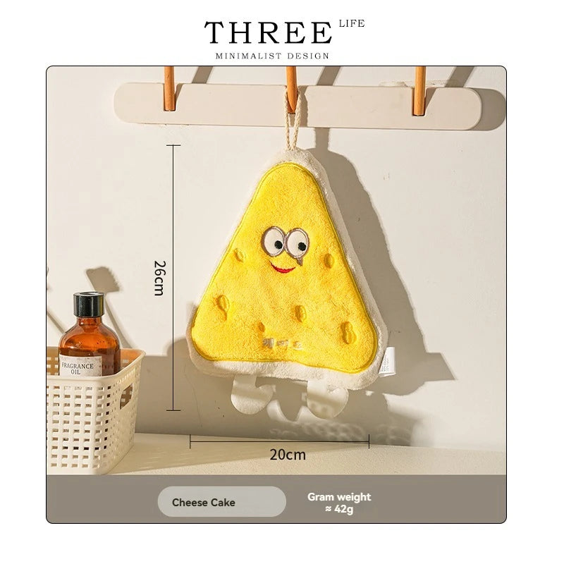 Cute Cartoon Hand Towel Hanging Kitchen Hand Wipe Quick Dry Wipe Three Layers of Thickened Coral Flannel Towel Handkerchiefs