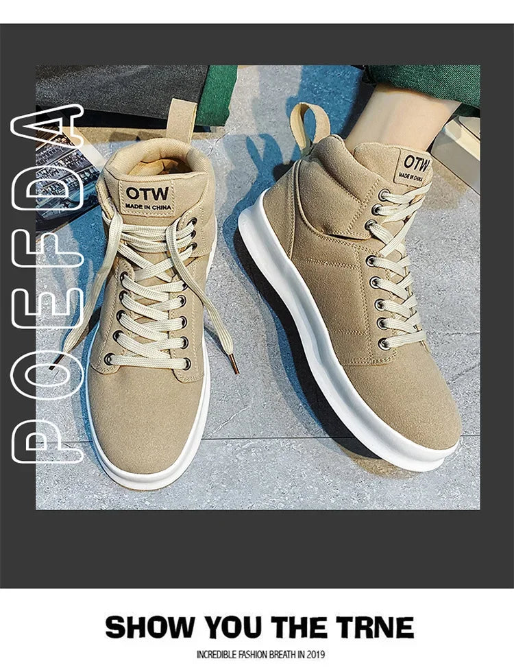 Brand High-Top Men Sneakers Microfiber Sneaker Man Platform Tennis Vulcanized Shoes Colorful Casual Original Men's Shoes 2023