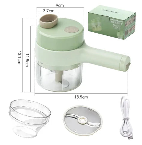 4In1 Electric Vegetable Cutter Set Handheld Wireless Electric Garlic Masher Food Chopper Meat Grinder Machine Food Peel Slice 4I