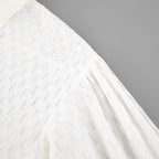 Women Jacquard Puff Sleeves Two Piece Sets for Summer Fashion Loose Shorts and Long Sleeved Shirt Outfits