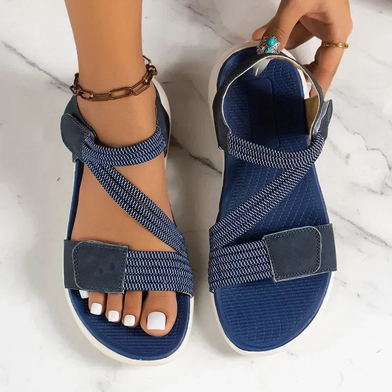 High Quality Brand Women's Sandals Hot Selling 2025 Summer New Elastic Band Fashionable Flat Casual Outdoor Sandals for Women