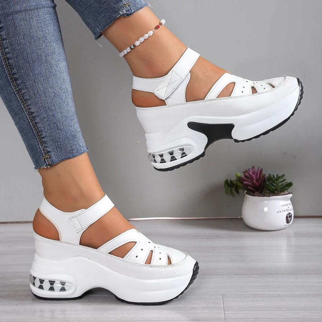 Women's Fashion Super High Heels Platform Sandals 2025 Summer Solid Wedge Shoes for Women New Closed Toe Casual Sandals Female