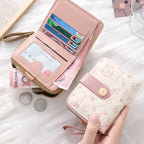 Cute Cat Coin Purse Women Fashion Short Wallet PU Leather Large Capacity Wallet Lightweight ID Card Holder Travel Cash Coin Bag