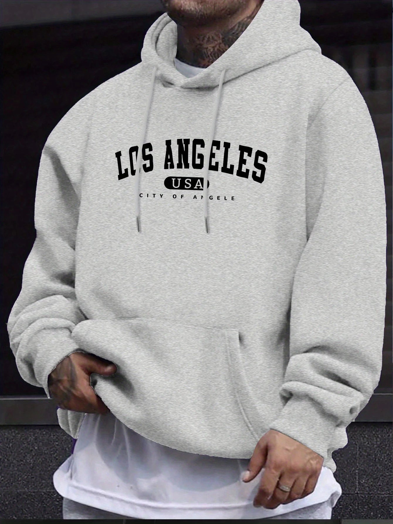 Los Angeles Usa Print Men_s Long Sleeve Drawstring Print Hoodies Tshirt COTTON For Men Casual Autumn Winter