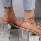 Women PVC Jelly Crystal Chunky Heel Transparent Sandals Fashion Sexy Summer High Heels Sandalias Female Pumps Zapatillas Mujer