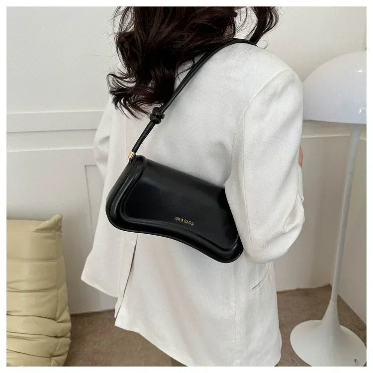 Ladies Shoulder Crossbody Bags  Women Underarm Bags Solid Color Small Top-handle Bags Purse Female Daily Handbags PU Leather