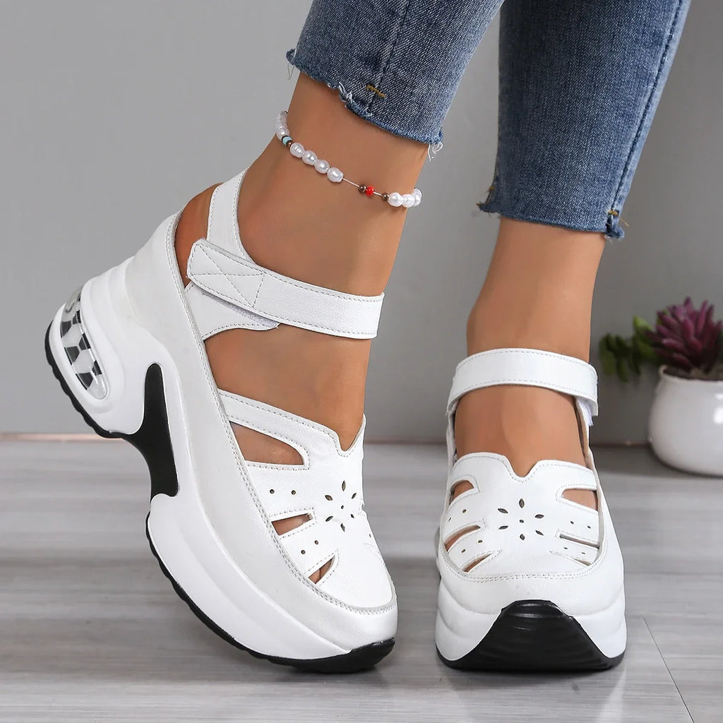 Women's Fashion Super High Heels Platform Sandals 2025 Summer Solid Wedge Shoes for Women New Closed Toe Casual Sandals Female