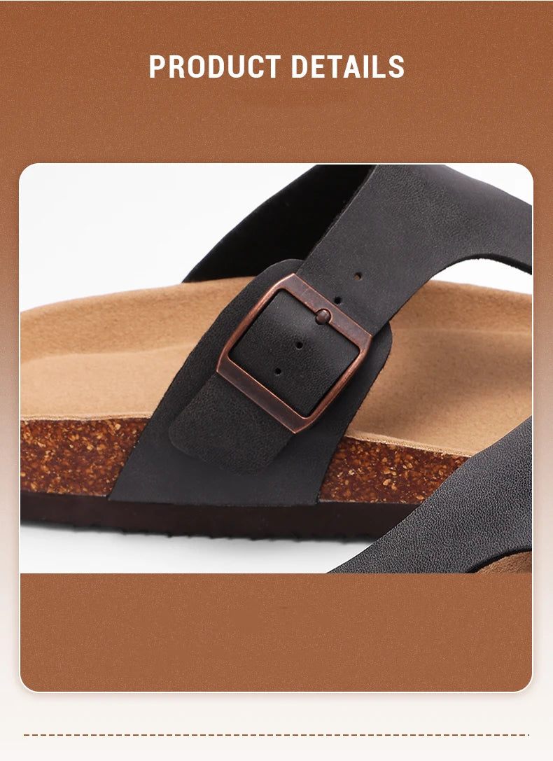 Pallene Women's Cork Flip Flops Soft Cork Flat Sandals Summer Fashion Beach Flip Flops Unisex Comfort House Thong Slide Sandals