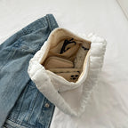 Ladies Quilted Pleated Sling Bag Solid Color Cloud Tote Bag Versatile Quilted Cloud Purse Large Capacity Commuting Bags