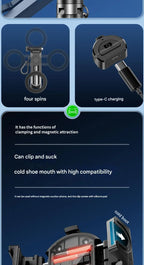 Upgraded Multi-Function Foldable Magnetic Phone Holder Selfie Stick, DSLR-Style Rotation Tripod Portable Remote ControlUpgraded