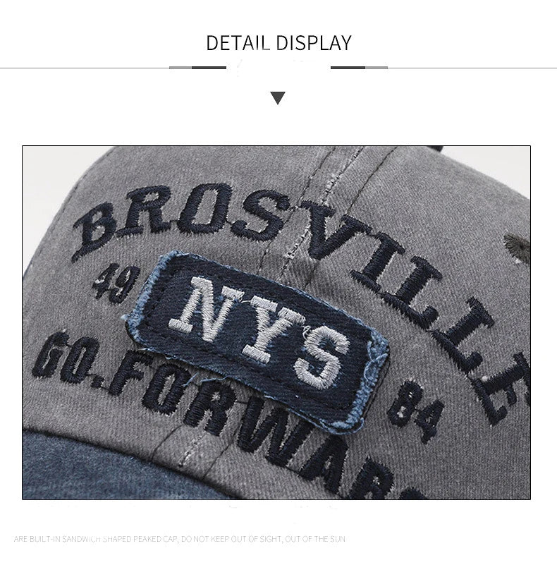 Four Seasons Men's Baseball Cap Casual Wash Embroidered Cap Curved Brim Bowler Sun Hat Official Website