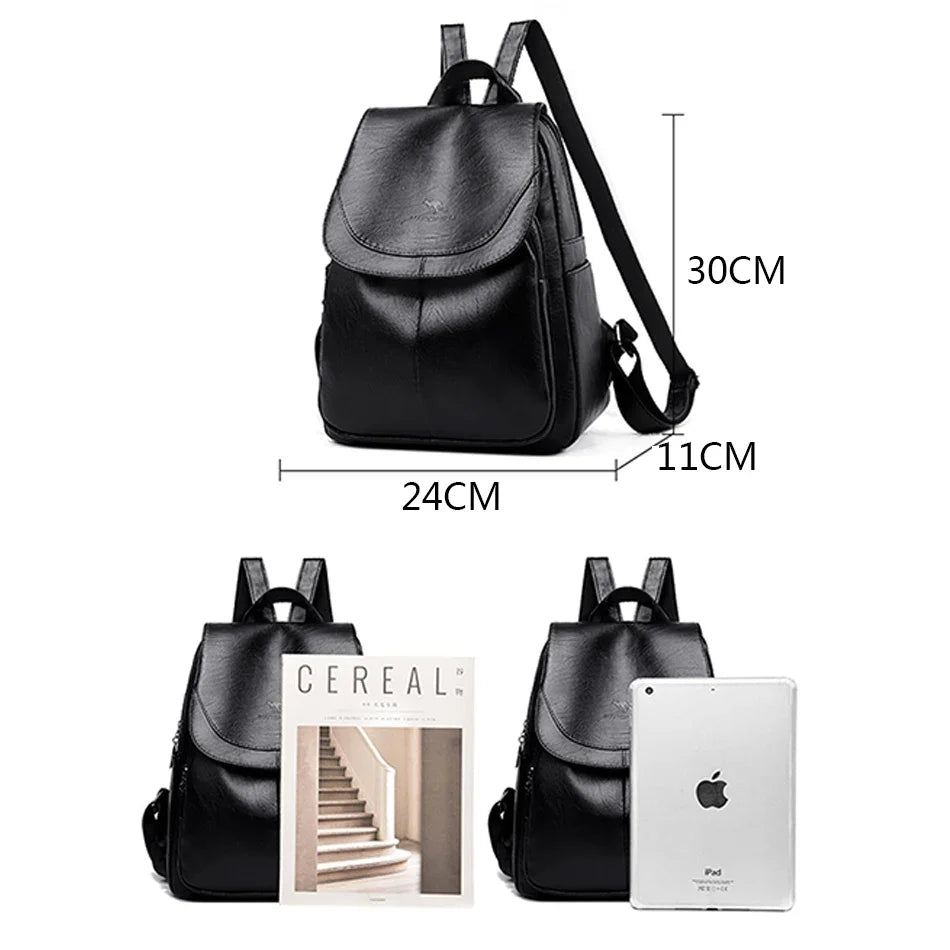 Ladies Bookbag Rucksack Women Large Capacity Backpack Purses High Quality PU Leather Female Vintage School Bags Travel Bagpack