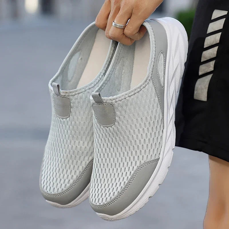 Men Half Slippers Summer Shoes Mens Sandals Breathable Mesh Outdoor Casual Walking Man Shoe Large Flat Lightweight Male Slippers