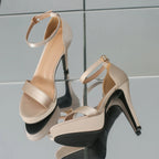 12CM Thin Heels Sexy One Word Band Party Sandals Summer Catwalk Show High Heels Waterproof Platform Buckle Strap Shoes For Women