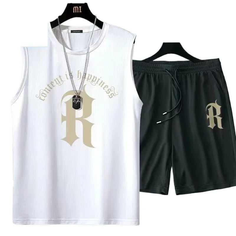 Men's quick drying pants Summer Basketball shorts Gym Short Sleeve T-shirt Shorts Set Tracksuits Men Casual Men Clothing Joggers