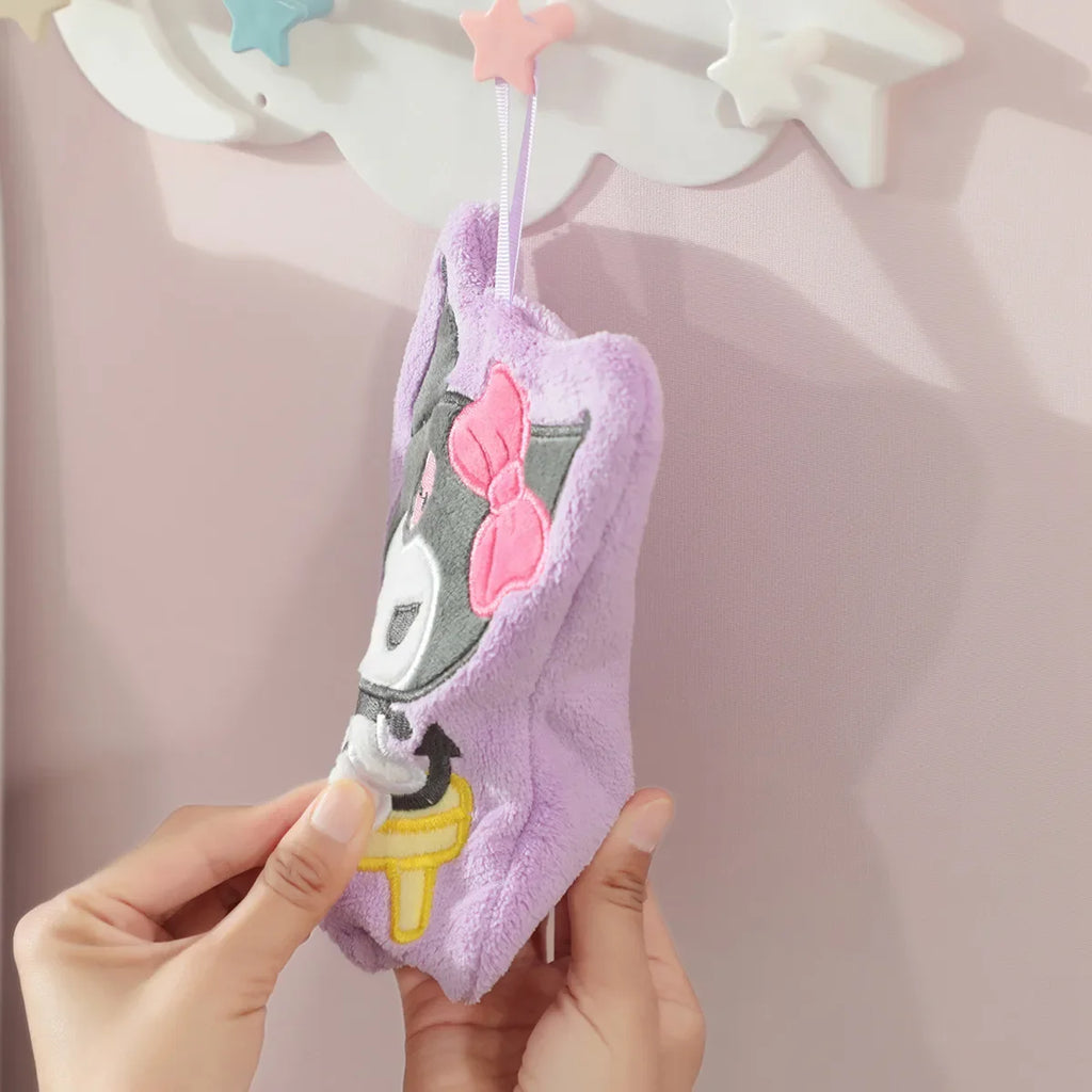 Hello Kitty Towel Kitchen Bathroom Kawaii Cinnamoroll Coral Velvet Hanging Kitchen Children's Absorbent Hand Towel Square Towel