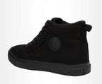 Men's High-Top Canvas Sneakers Slip-On Lace-Up Casual All-Black Basic Skate Shoes for Students Flat Sole Comfortable Sport Shoes