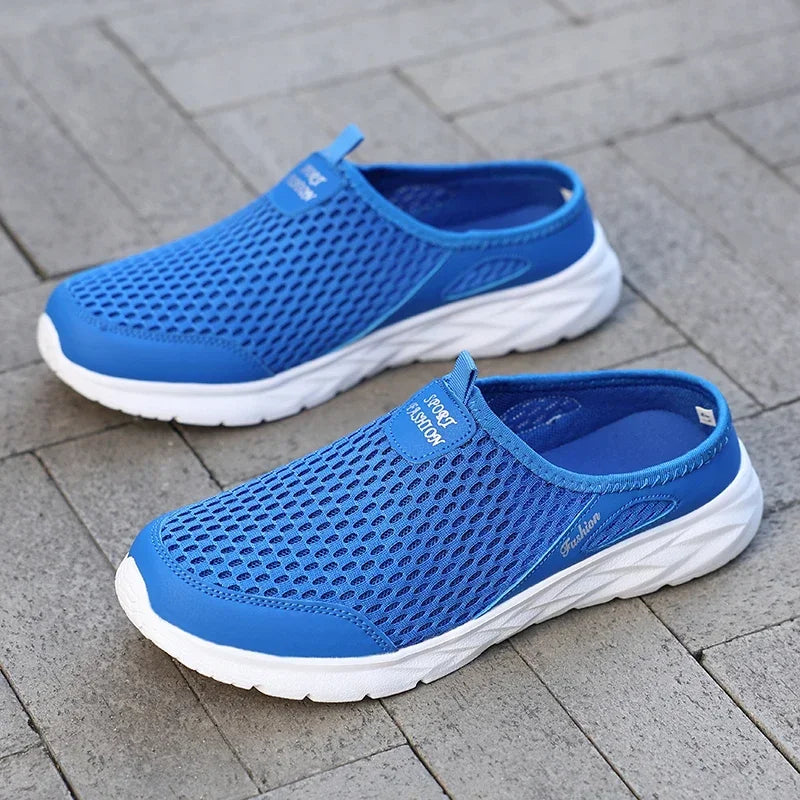 Men Half Slippers Summer Shoes Mens Sandals Breathable Mesh Outdoor Casual Walking Man Shoe Large Flat Lightweight Male Slippers