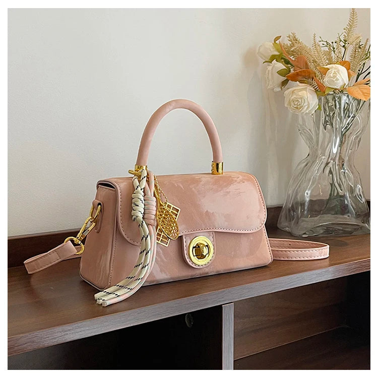 Classic Women's Leather Handbag, Crossbody Shoulder Tote Bag, Elegant Ladies Designer Purse