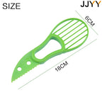 JJYY 3 In 1 Avocado Slicer Shea Corer Butter Fruit Peeler Cutter Pulp Separator Plastic Knife Kitchen Vegetable Tools