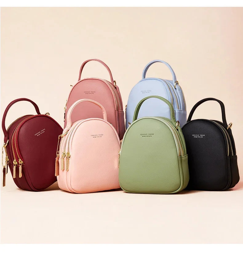 Mini Backpack Purse for Women Ladies Tote Multi-Function Luxury Shoulder Bag Solid Color Ladies Casual Bag Women's Backpack
