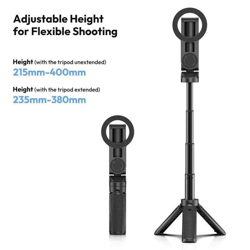 Magnetic Phone Tripod Wireless Phone Grip Selfie Stick Desktop Tripod for iPhone 16 15 14 13 12 Pro Max For Samsung phone holder