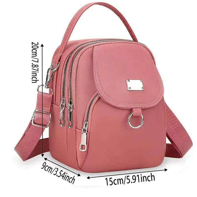 1PC Lady Casual Messenger Bag, Solid Color Multi-function Purse, Multi-layer Lightweight Oxford Handbag, Suitable for Going Out