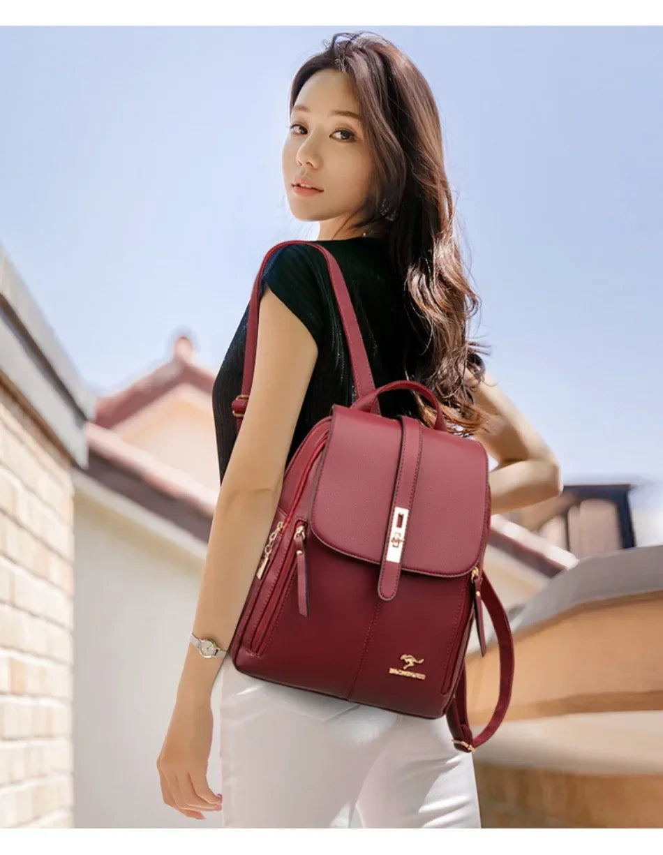 Women Large Capacity Backpack High Quality Leather Vintage Bags for Women School Bags Travel Rucksack Ladies Bookbag Knapsack