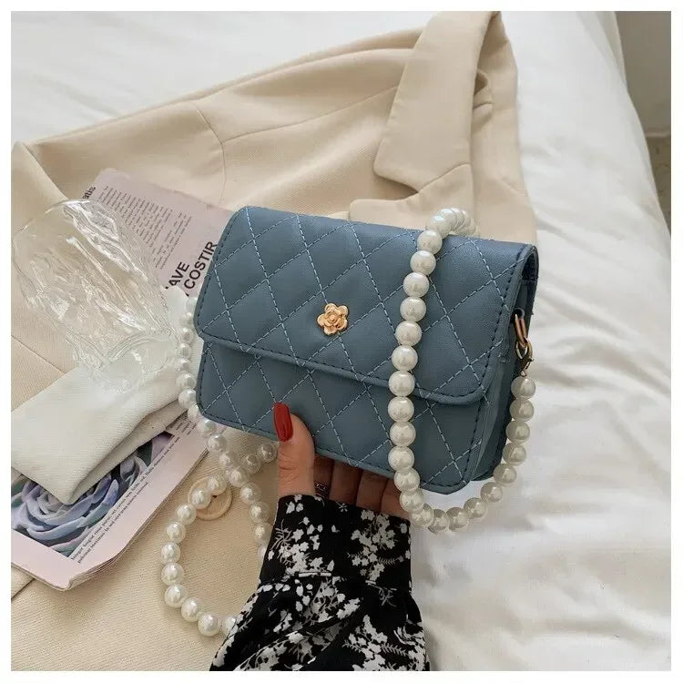 Ladies Luxury Handbags Girls Fashion Pearl Hand Bags Women Purses Elegant Leather Chain Belt Bag Mini Coin Crossbody Bag