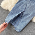 Skirt Sets Women Denim Skirts Two Piece Set Tanks Sleeve Less Slim Fit Vests High Waist Jeans Button Streetwear Summer