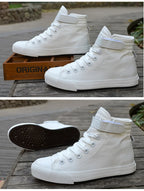 Men Shoes High Top White Canvas Shoe 2024 Spring Women Sneakers Fashion Breathable Canvas Sneakers Non-slip Unisex Casual Shoes