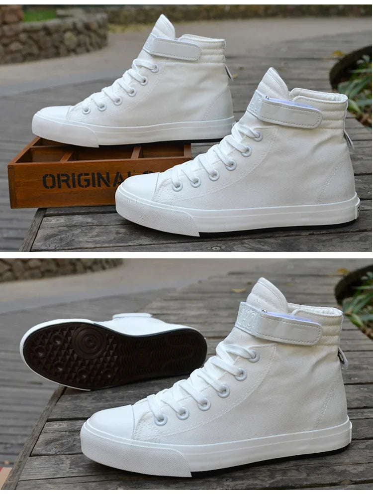Men Shoes High Top White Canvas Shoe 2024 Spring Women Sneakers Fashion Breathable Canvas Sneakers Non-slip Unisex Casual Shoes