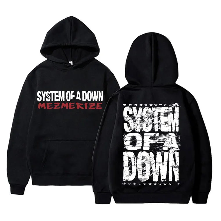 Men's Gothic Hoodies 90s Vintage Rock Band System Of A Down Mezmerize Print Hoodie Men Women Alternative Metal Music Sweatshirt