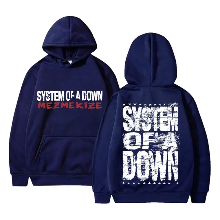 Men's Gothic Hoodies 90s Vintage Rock Band System Of A Down Mezmerize Print Hoodie Men Women Alternative Metal Music Sweatshirt