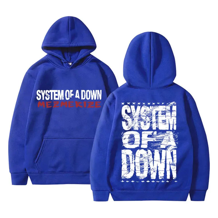 Men's Gothic Hoodies 90s Vintage Rock Band System Of A Down Mezmerize Print Hoodie Men Women Alternative Metal Music Sweatshirt